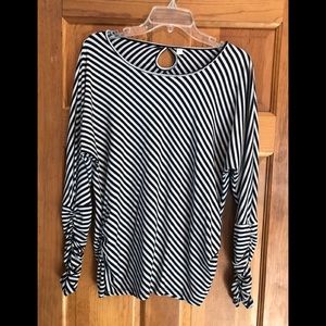 Charming Charlie Navy and White Stripped Top